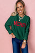 MERRY Letter Graphic Raglan Sleeve Crew Neck Sweater