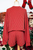 Merry Letter Print Ribbed Knit Lace Up Loungewear