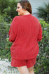 Merry Letter Print Ribbed Knit Lace Up Loungewear