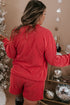Merry Letter Print Ribbed Knit Lace Up Loungewear