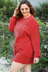 Merry Letter Print Ribbed Knit Lace Up Loungewear