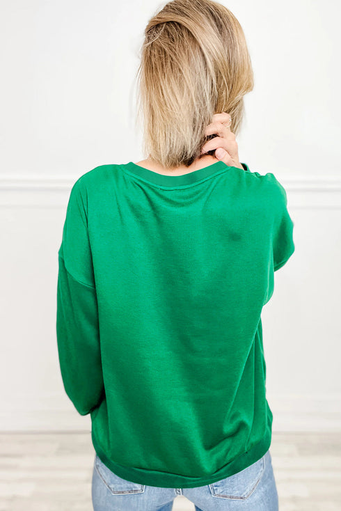 Merry Plaid Graphic Crew Neck Sweatshirt