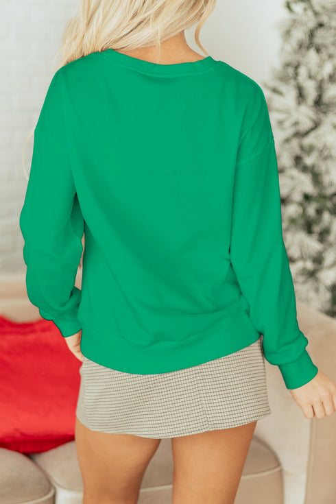 Merry Plaid Graphic Crew Neck Sweatshirt