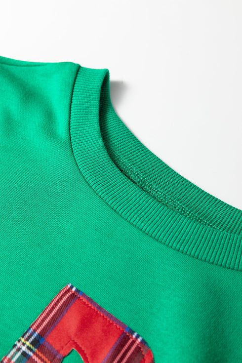 Merry Plaid Graphic Crew Neck Sweatshirt