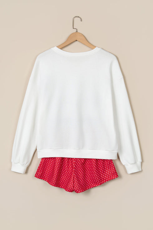Merry Polka Dot Long Sleeve Top Short Set