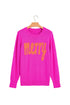 Merry Print Ribbed Trim Round Neck Loose Fit Sweater
