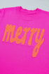 Merry Print Ribbed Trim Round Neck Loose Fit Sweater