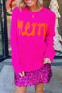 Merry Print Ribbed Trim Round Neck Loose Fit Sweater