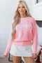 Merry Script And Candy Cane Graphic Ribbed Sweater