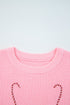 Merry Script And Candy Cane Graphic Ribbed Sweater