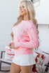 Merry Script And Candy Cane Graphic Ribbed Sweater