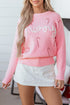 Merry Script And Candy Cane Graphic Ribbed Sweater