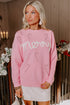 Merry Script And Candy Cane Graphic Ribbed Sweater