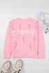 Merry Script And Candy Cane Graphic Ribbed Sweater