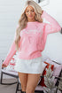Merry Script And Candy Cane Graphic Ribbed Sweater