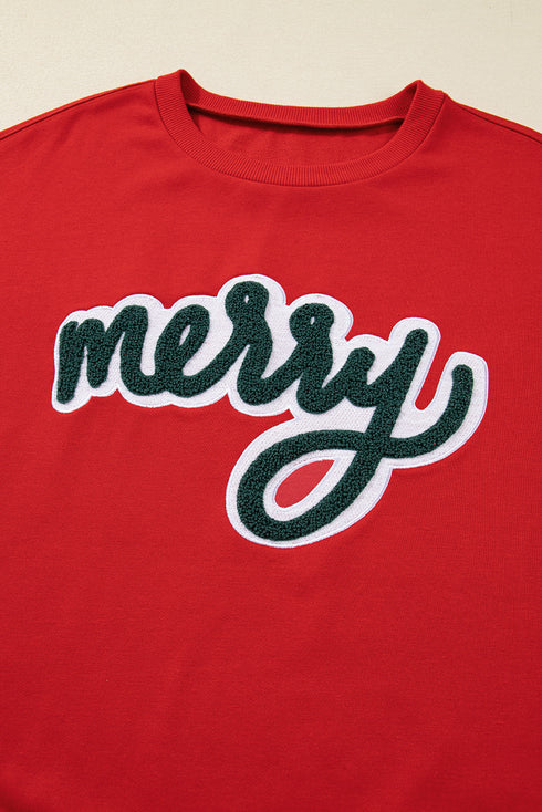 Merry Script Graphic Pullover Crewneck Sweatshirt