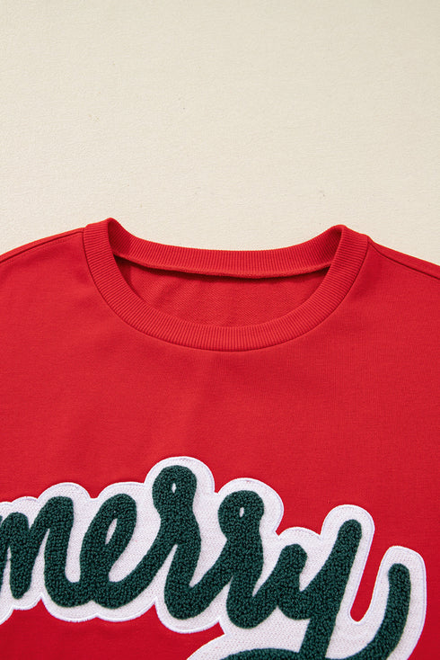 Merry Script Graphic Pullover Crewneck Sweatshirt