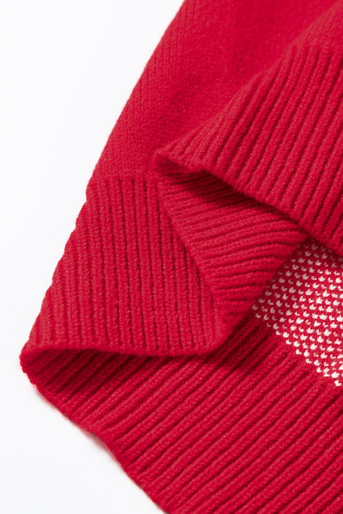 Merry Script Graphic Sequin Sleeve Turtleneck Sweater