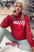 Merry Script Graphic Sequin Sleeve Turtleneck Sweater