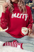 Merry Script Graphic Sequin Sleeve Turtleneck Sweater