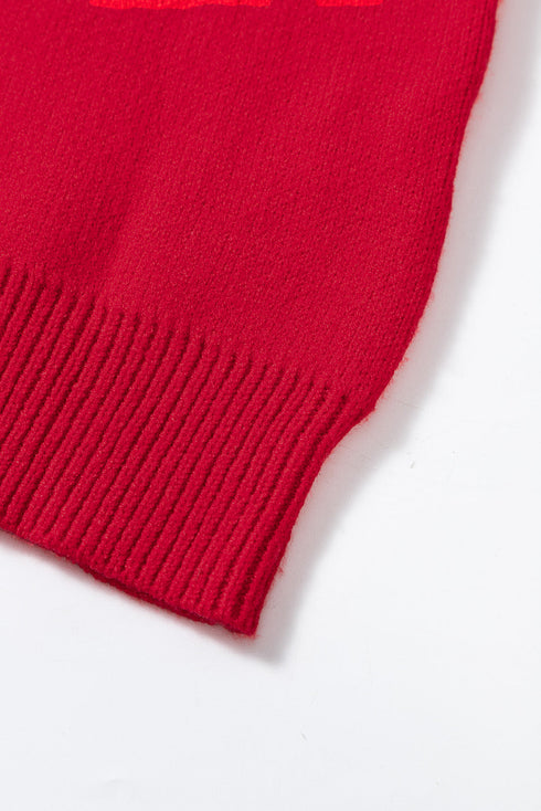 Merry Script Graphic Sequin Sleeve Turtleneck Sweater
