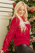 Merry Script Graphic Sequin Sleeve Turtleneck Sweater