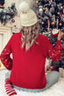 Merry Script Graphic Sequin Sleeve Turtleneck Sweater