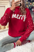 Merry Script Graphic Sequin Sleeve Turtleneck Sweater
