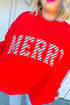 Merry Slogan Embroidered Stand Neck Long Sleeve Shift Sweatshirt
