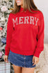 Merry Slogan Embroidered Stand Neck Long Sleeve Shift Sweatshirt