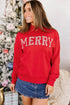 Merry Slogan Embroidered Stand Neck Long Sleeve Shift Sweatshirt