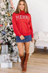 Merry Slogan Embroidered Stand Neck Long Sleeve Shift Sweatshirt