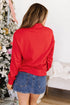 Merry Slogan Embroidered Stand Neck Long Sleeve Shift Sweatshirt