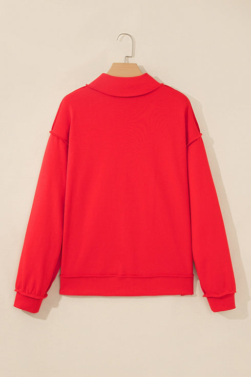 Merry Slogan Embroidered Stand Neck Long Sleeve Shift Sweatshirt