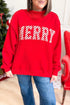 Merry Slogan Embroidered Stand Neck Long Sleeve Shift Sweatshirt