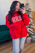 Merry Slogan Embroidered Stand Neck Long Sleeve Shift Sweatshirt