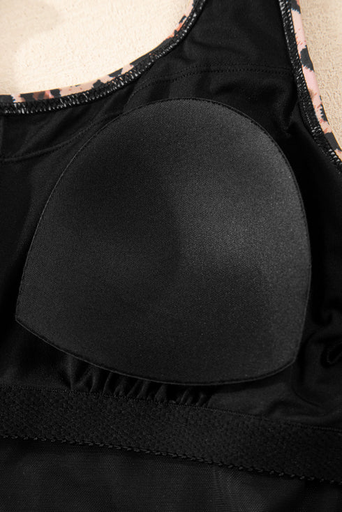 Mesh Patchwork V Neck Half Sleeve One Piece Swimsuit