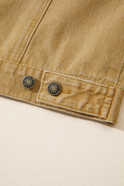 Metal Button Front Collared Long Sleeve Western Jacket