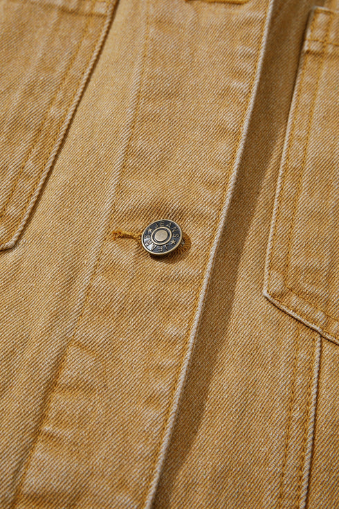 Metal Button Front Collared Long Sleeve Western Jacket