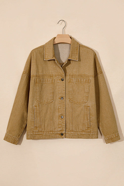 Metal Button Front Collared Long Sleeve Western Jacket