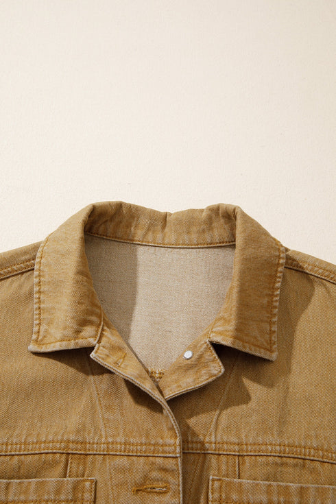 Metal Button Front Collared Long Sleeve Western Jacket