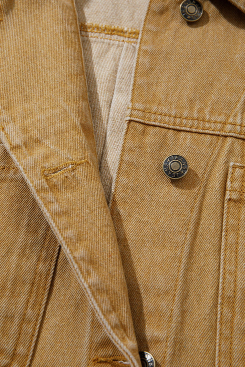Metal Button Front Collared Long Sleeve Western Jacket