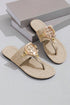 Metal Decor Detail Flat Thong Slide Slippers