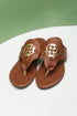 Metal Decor Detail Flat Thong Slide Slippers