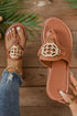 Metal Decor Detail Flat Thong Slide Slippers