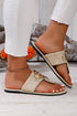 Metal Decor Detail Flat Thong Slide Slippers
