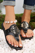Metal Decor Detail Flat Thong Slide Slippers