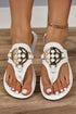 Metal Decor Detail Flat Thong Slide Slippers