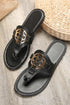 Metal Decor Detail Flat Thong Slide Slippers