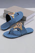 Metal Decor Detail Flat Thong Slide Slippers